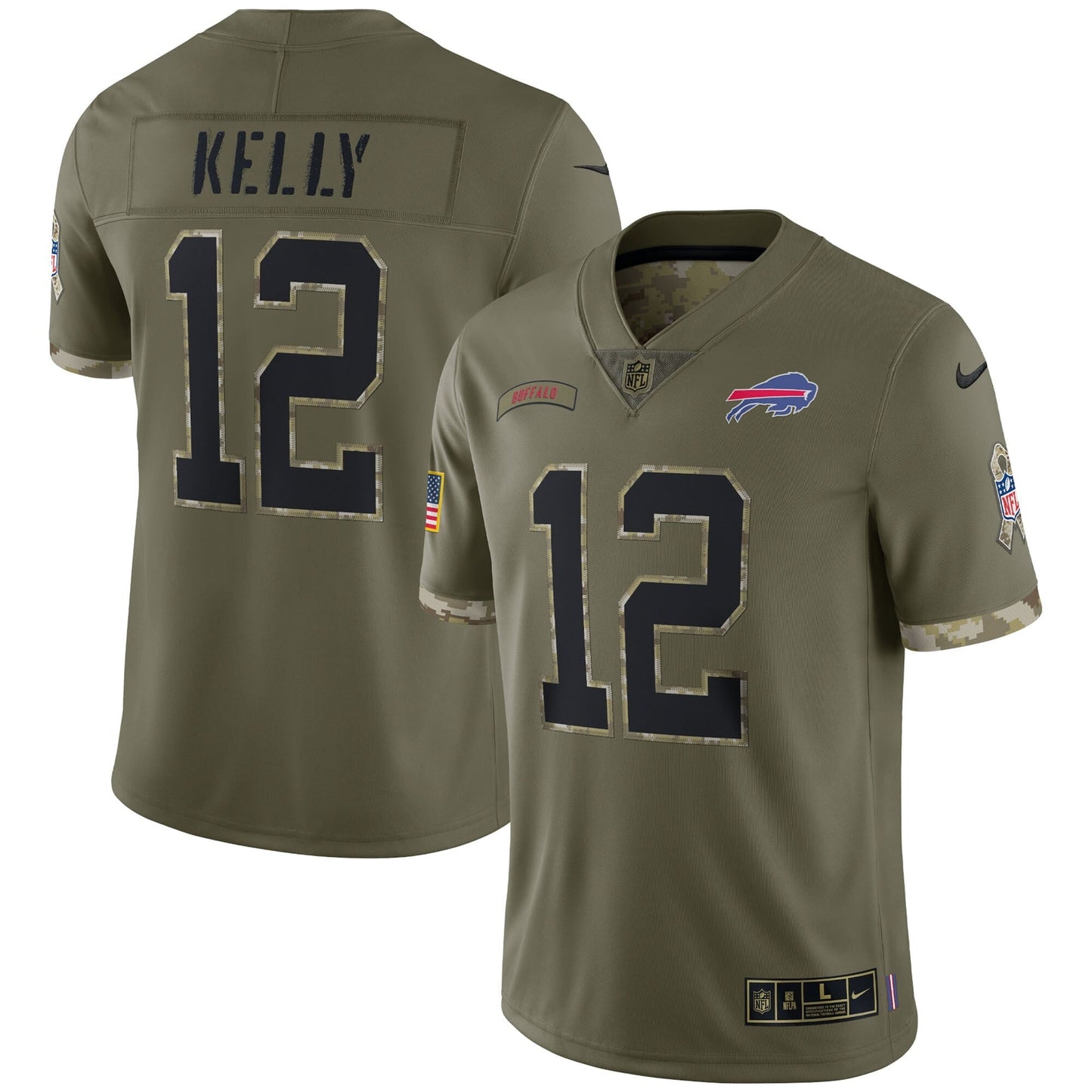 Men's Nike Jim Kelly Olive Buffalo Bills 2022 Salute To Service Retired Player Limited Jersey